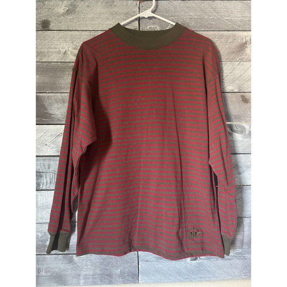 Vintage Dockers Levi’s Stripped Long Sleeve Brown‎ and Red Shirt - Picture 1 of 10